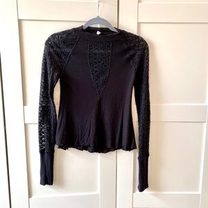 Free People long sleeve lace fitted lace top